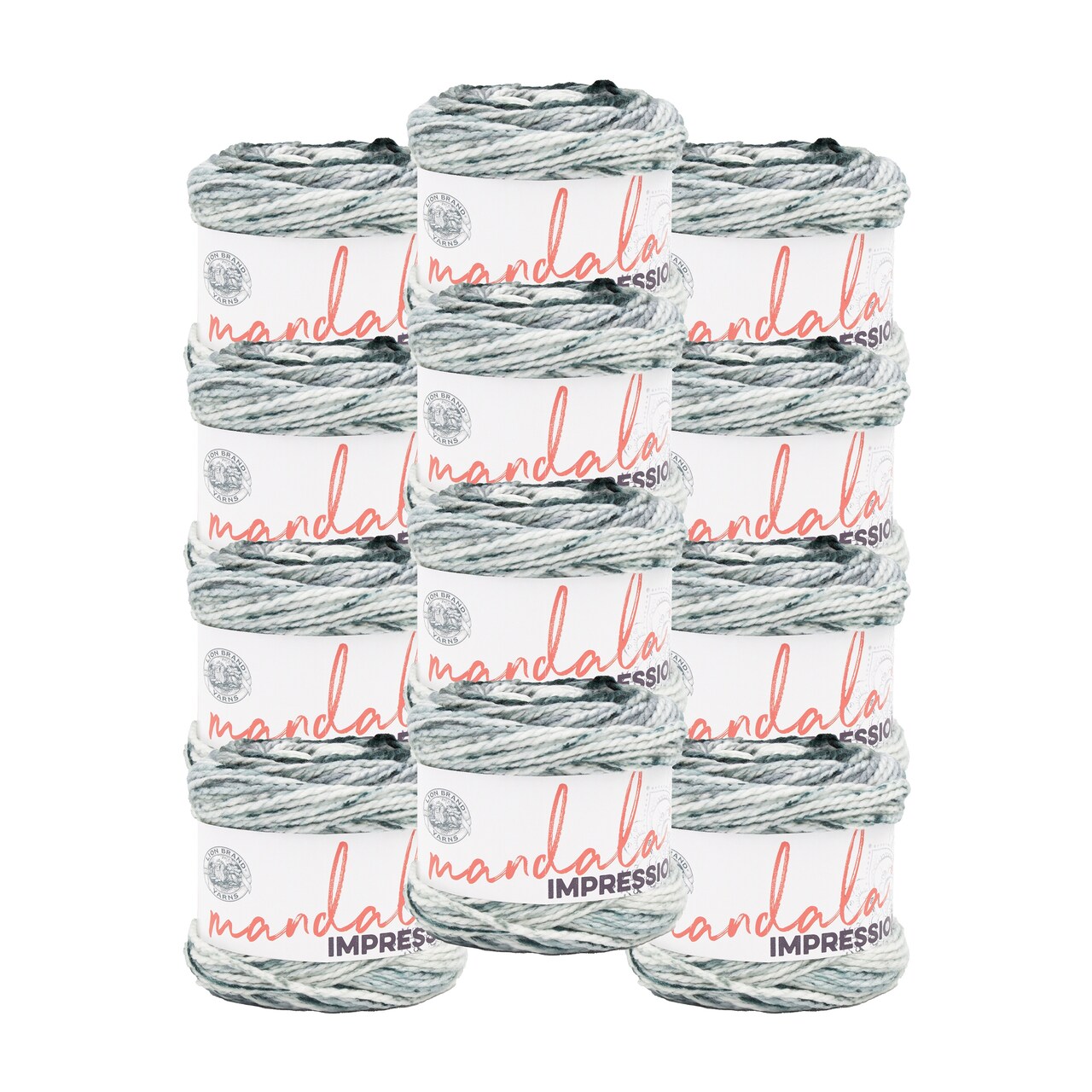 Lion Brand Yarn Mandala Impressions Peppery Bulky Acrylic Multicolor Yarn 12 Pack